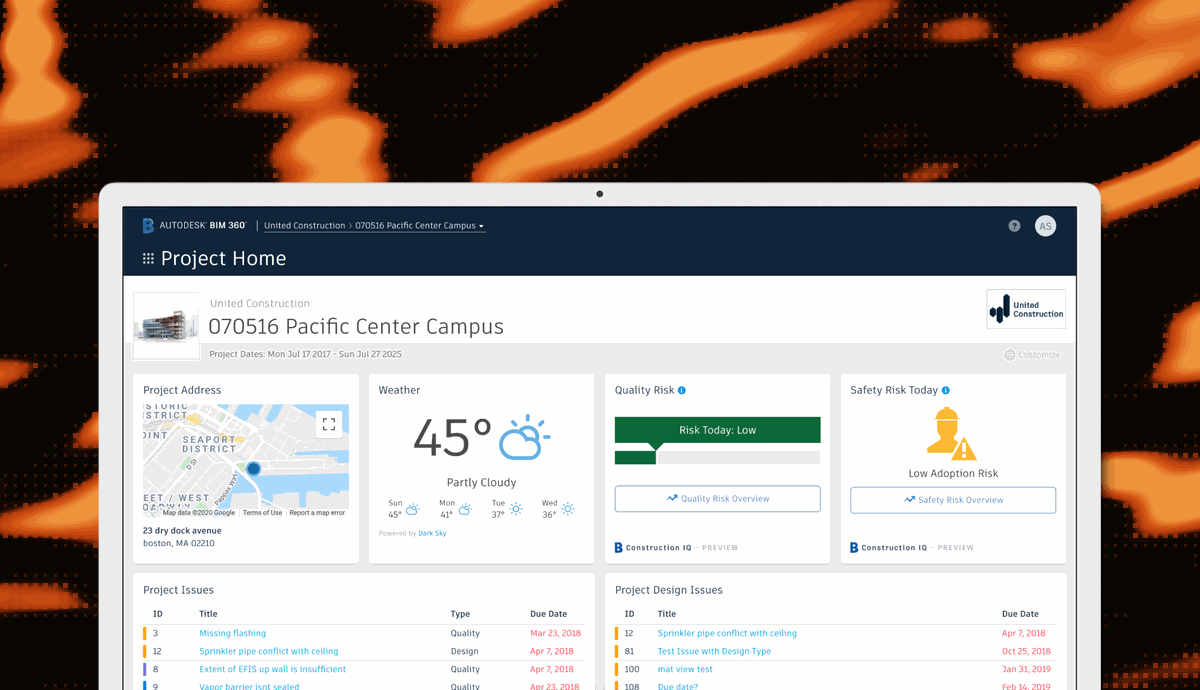 animated image of bim 360 autodesk dashboard